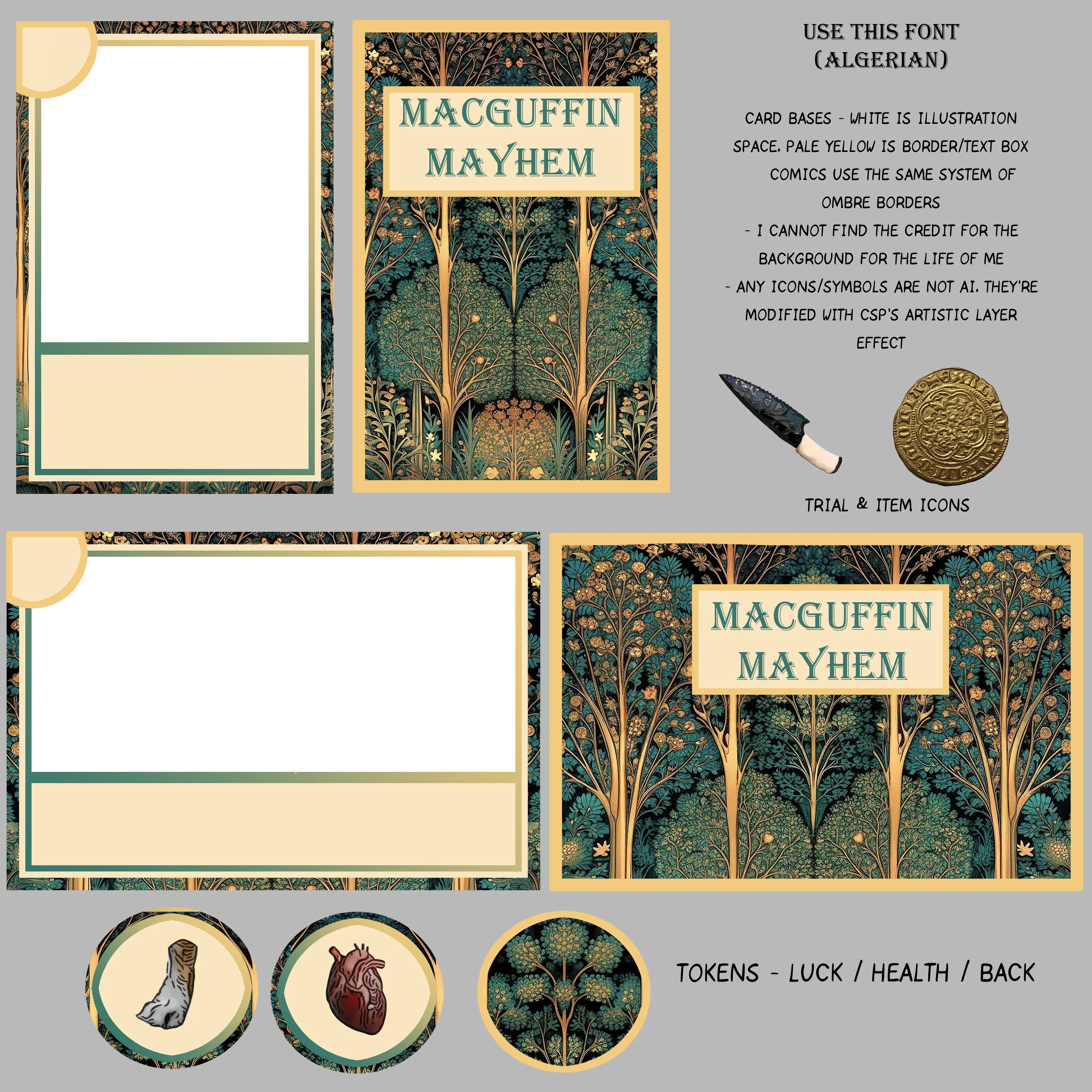 Card layouts for MacGuffin Mayhem.